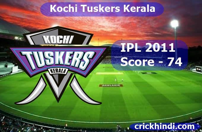 Kochi Tuskers Kerala lowest score in ipl