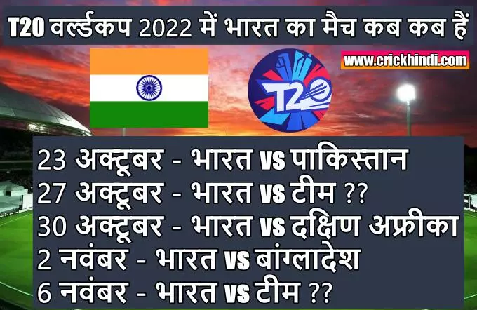 टी-20 विश्वकप 2022 में भारतीय टीम का मैच